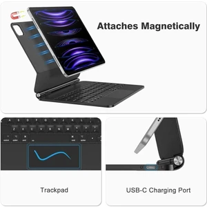 Ipad Air 11 Inç M2 6. Nesil 2024 Uyumlu Magic Keyboard Touchpad Işıklı Klavyeli Kılıf