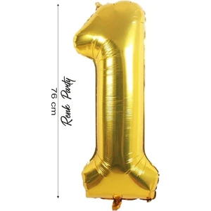 Folyo Balon 1 Rakamı Helyum Balon 76  cm  Gold Renk - 1 Yaş Balonu - 1 Rakam Balon - 34 Inch