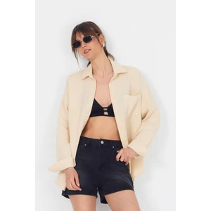 Taş Tek Cepli %100 Pamuk Oversize Müslin Gömlek 4697A