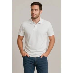 Erkek Beyaz Basic Polo Yaka Tişört - Rahat ve Şık Stil