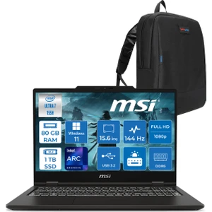 Msı Venture 15 Aı WA1MG Intel Core Ultra 7 155H 80GB Ddr5 1tb SSD Windows 11 Pro 15.6" Fhd IPS 144Hz Taşınabilir Bilgisayar W012XTRW18+ZETTAÇANTA
