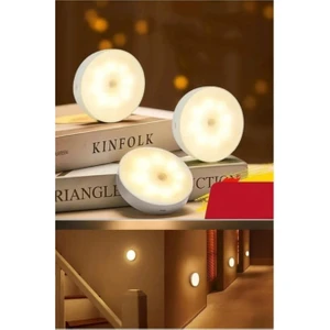 3'lü Kompakt Taşınabilir Hareket Sensörlü USB Şarjlı LED Gece Lambası