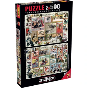 2x500 Parçalık Puzzle - Sevimli Kediler , Komik Köpekler  3611