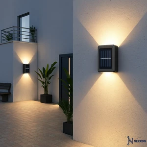 Güneş Enerjili Duvar Lambası – Sıcak Işık – Dış Mekan Bahçe ve Balkon Aydınlatması – Dekoratif