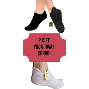 NF ND ENEFENDİ Yoga Çorabı 2 Çift Pilates Tavaf Kaymaz Silikon Taban Pamuklu Kadın Çorabı Dikişsiz Siyah Beyaz