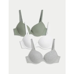 Marks & Spencer 3'lü Pamuklu Push Up T-Shirt Sütyeni