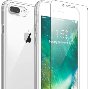 iPhone 7 Plus / 8 Plus Şeffaf Kılıf + Cam Ekran Koruyucu Seti (1 Cam 1 Kılıf)