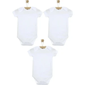 Mixi Baby %100 Pamuklu Çıtçıtlı Kısa Kol Bebek Body 3lü Set Unisex