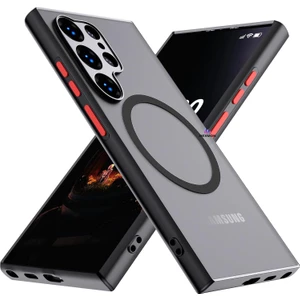 Samsung Galaxy S25 Ultra Kılıf Magsafe Şarj Özellikli 3D Kamera Korumalı Kenarları Renkli Arkası Mat Şeffaf Silikon