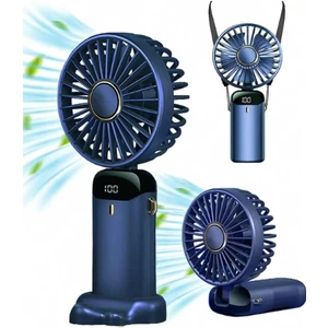 Mini El Fanı 5 Kademeli Dijital Led Göstergeli Boyun Askılı Mini Klima Vantilatör