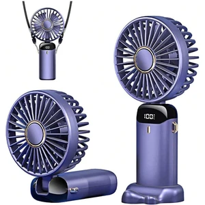Mini El Fanı 5 Kademeli Dijital Led Göstergeli Boyun Askılı Mini Klima Vantilatör
