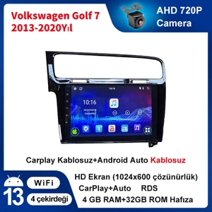 Volkswagen Golf 7 2013-2020 Yıl Uyumlu 10,2 Inç 4 GB Ram 32 GB Hafıza Multimedya Carplay Navigasyon