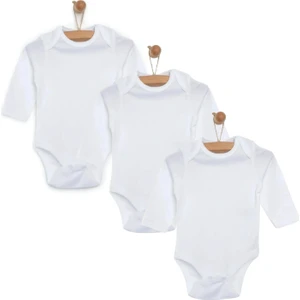 Mixi Baby %100 Pamuklu Çıtçıtlı Uzun Kol Bebek Body 3lü Set Unisex