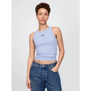 Kadın Mavi Gap Logo Fitilli Halter Yaka Atlet