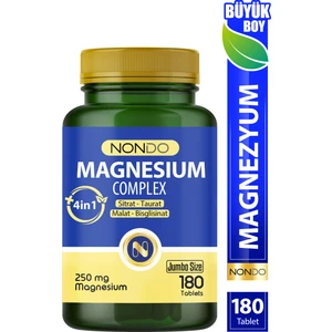 Magnezyum Kompleks 180 Tablet Jumbo Boy 250    mg 4 Form, Sitrat, Taurat, Malat, Bisglisinat,