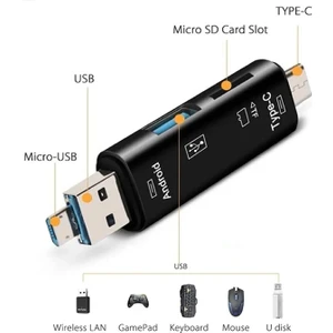 3138 Type-C USB Otg Tf Sd Micro Kart Okuyucu Card Çevirici Dönüştürücü Adaptör