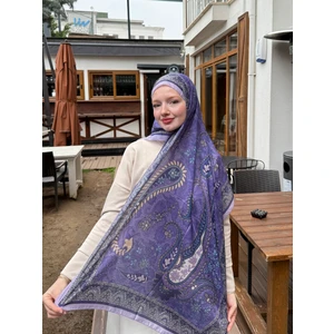 Kamer Scarf Modal Soft Serisi Etnik Desen Şal Lila