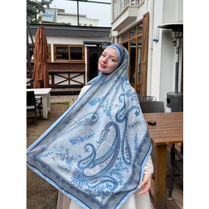 Kamer Scarf Modal Soft Serisi Etnik Desen Şal Mavi