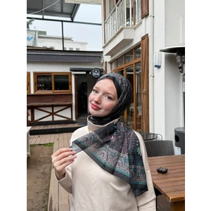 Kamer Scarf Modal Soft Serisi Etnik Desen Şal Siyah