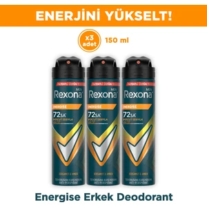 Men Erkek Sprey Deodorant Energise Bergamot & Amber 150 ml X3