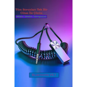 3128 Bluetooth Wireless Bt5.1 USB To 3,5mm Araç Kiti Bluetooth Araç Içi Fm Transmitter Hifi Ses Destekli
