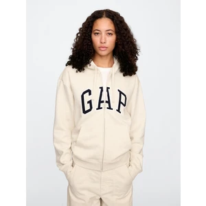 Kadın Kırık Beyaz Gap Logo Relaxed Fleece Fermuarlı Sweatshirt