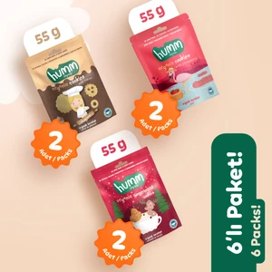 Humm Organic  Vegan Zencefilli Tahinli ve Çilekli Tatlı Kurabiyeler Atıştırmalık Paketi - 6 Adet (3 Çeşit)
