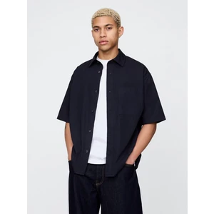 Erkek Lacivert Organik Pamuk Oversized Poplin Gömlek