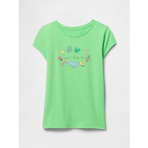 Kız Çocuk Yeşil Grafik T-Shirt