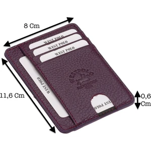 Hakiki Deri Unisex Kartlık - Mürdüm
