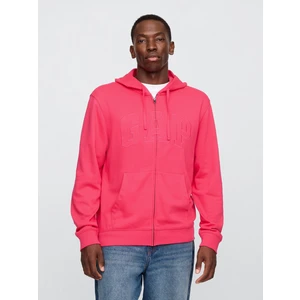 Erkek Pembe Gap Logo Fermuarlı Havlu Kumaş Sweatshirt