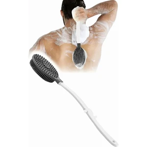 Duuf Clean Silikon Masajlı Uzun Saplı Vücut ve Masaj Fırçası Banyo Sırt Kesesi Saplı Yumuşak Fırça