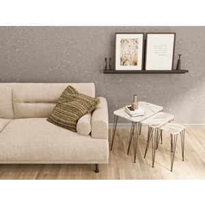 Alpa Ev Mobilya Zigon Sehpa 3'lü Dikdörtgen Siyah Tel Ayaklı