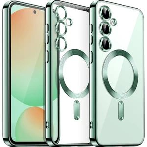 M.TK Moveteck Samsung Galaxy A36 Kılıf Magsafe Wirelles Şarj Destekli Parlak Renkli Kenarlı Arkası Şeffaf Lensli Silikon