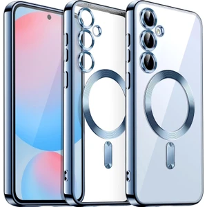 M.TK Moveteck Samsung Galaxy A56 Kılıf Magsafe Wirelles Şarj Destekli Parlak Renkli Kenarlı Arkası Şeffaf Lensli Silikon