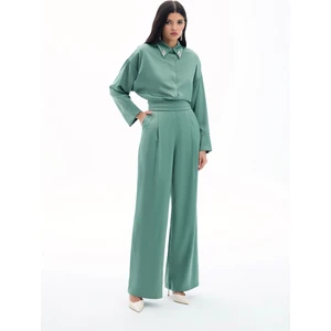 Cepli Salaş Saten Pantolon - Haki