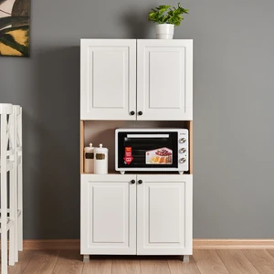 Just Home Ares 4 Kapaklı Orta Bölmeli Çok Amaçlı Dolap - Safir Meşe / Beyaz
