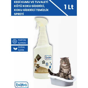 Kedi Kumu ve Tuvaleti Kötü Koku Giderici, Doğal, Parfümsüz, Koku Giderici Temizlik Spreyi 1Lt