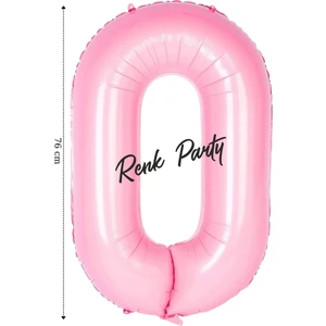 Folyo Balon 0 Rakamı Helyum Balon 76  cm  Pembe Renk - 0 Yaş Balonu - 0 Rakam Balon - 34 Inch