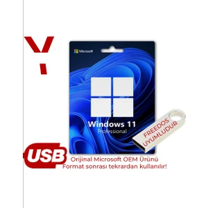 Windows 11 Pro 2025 Lisans Yükleme 64 GB Flash Bellek - Freedos Uyumlu - Aktarılabilir