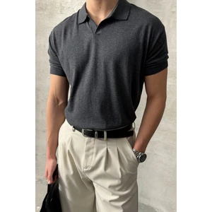 Erkek Oversize Pamuklu Polo Yaka Triko T-Shirt