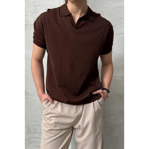 Erkek Oversize Pamuklu Polo Yaka Triko T-Shirt