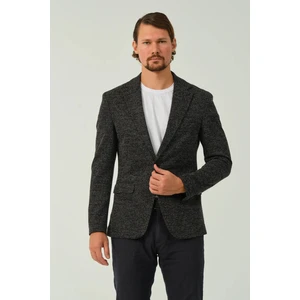 Erkek Slim Fit Blazer Ceket Siyah Desenli
