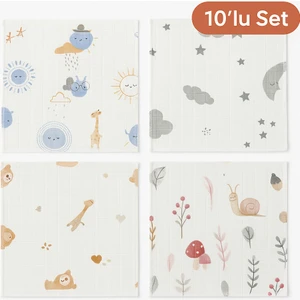 Lomo Baby Müslin Bebek Ağız Mendili  Pamuk , nefes Alabilir, yeni Doğan Uyumlu - 10'lu