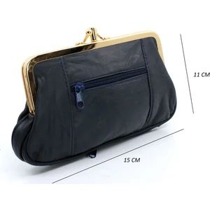 Fhd Bags Kadın Siyah  Deri Bozuk ve Kağıt Para 6 Bölmeli Astarlı ve Fermuarlı Cüzdan