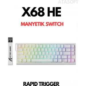 Attack Shark X68HE Rapid Trigger 0.125MS Manyatik Switch Rgb App Uygulamalı Gaming Oyuncu Klavye