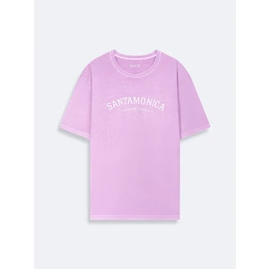 Erkek Loose Mor T-shırt