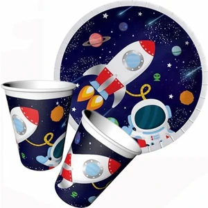 Uzay Temalı Karton Tabak ve Bardak Seti 8+8 Adet