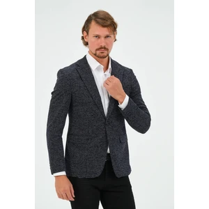 Erkek Slim Fit Blazer Ceket Lacivert Desenli