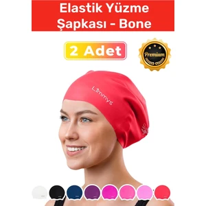Premium Seri Su Geçirmez Silikon Yüzücü Havuz Deniz Bonesi Elastik Yüzme Şapkası 2'li Set